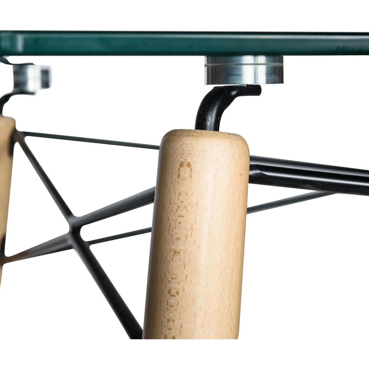 4Ft Rectangle Glass Top Dining Table with Wood Base G81418