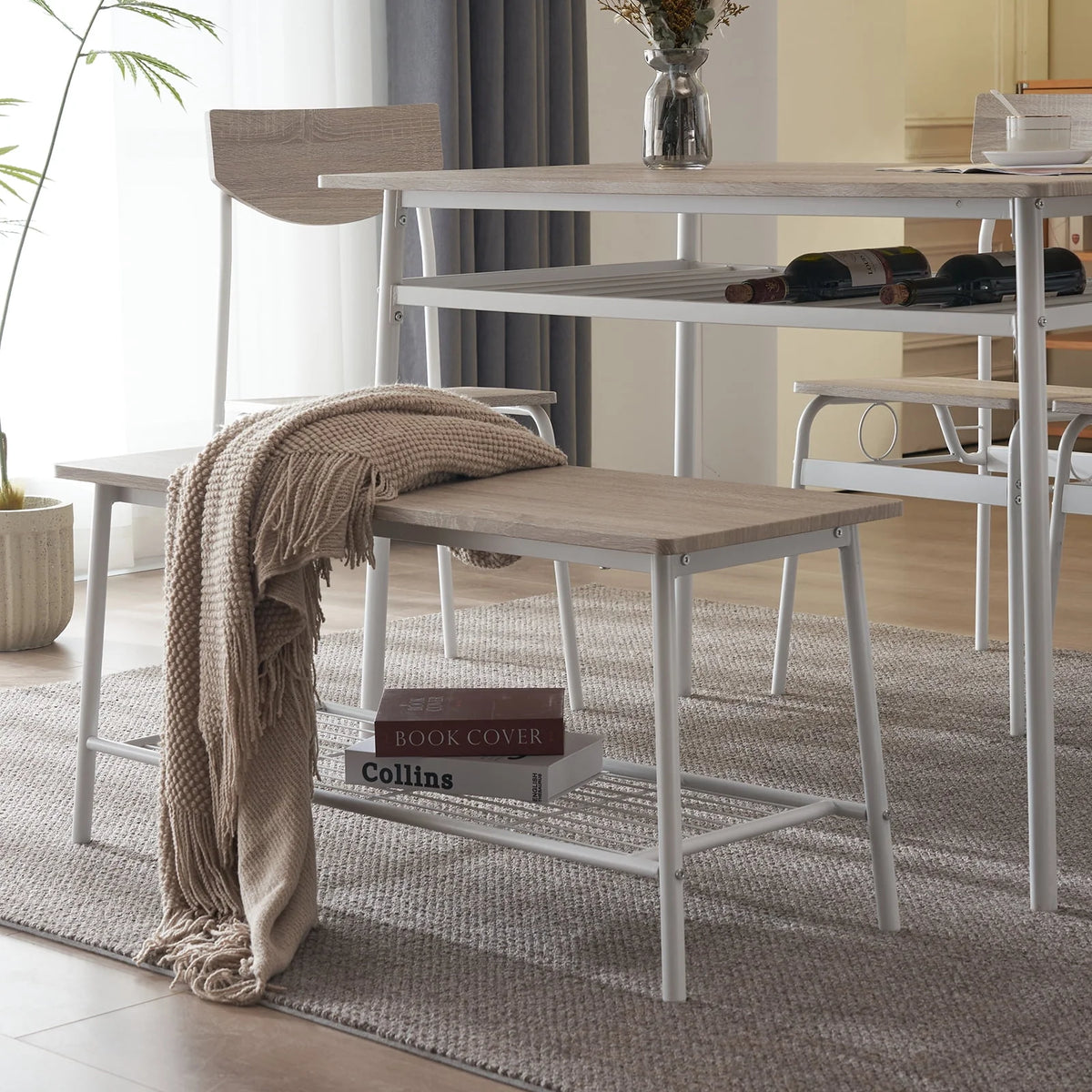 6-Piece Dining Room Set with 4 Chairs and 1 Bench S6169