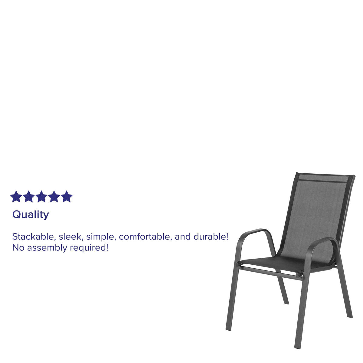 Black Stackable Patio Chairs, Set of 5 D4643