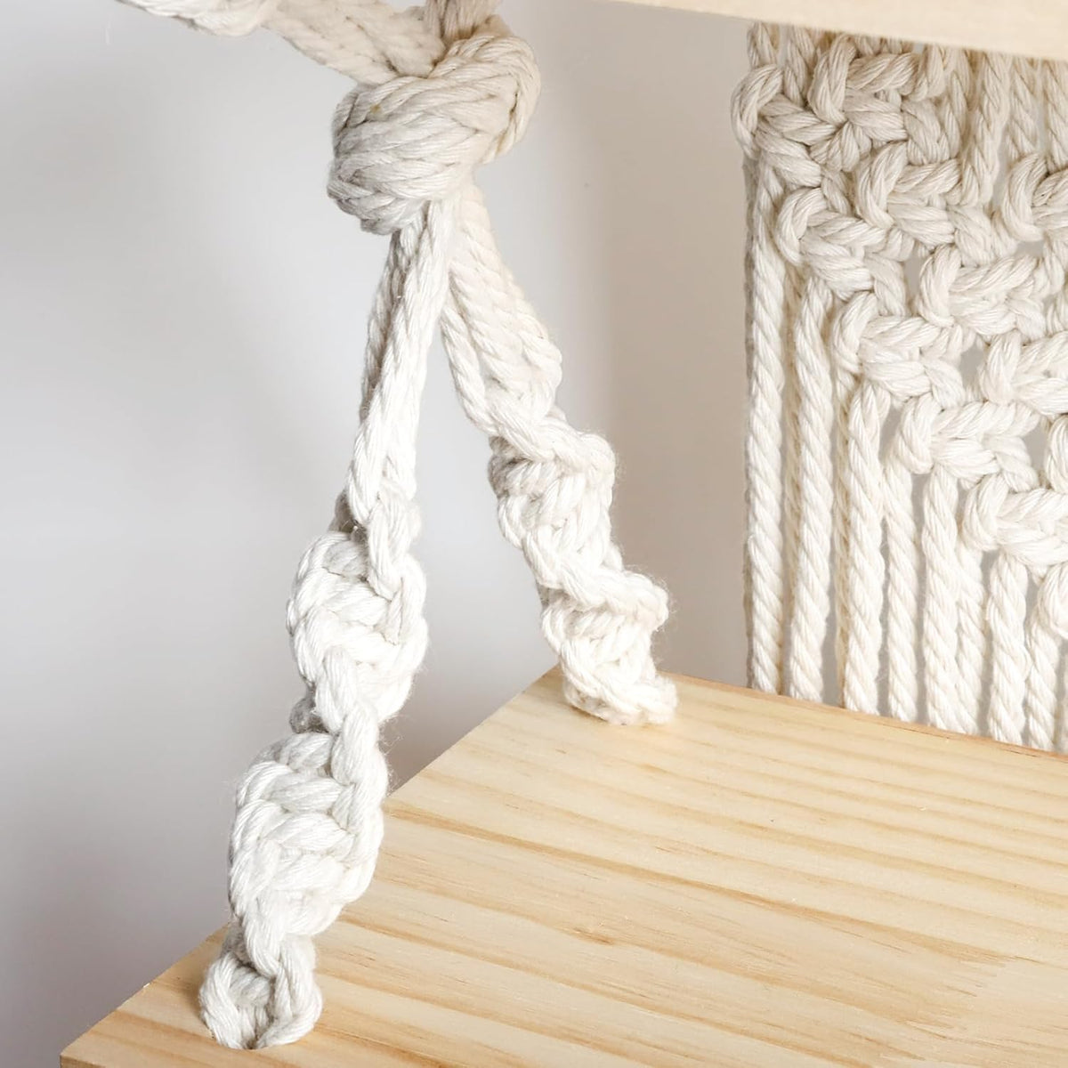3 Tier Macrame Wall Hanging Shelf L640