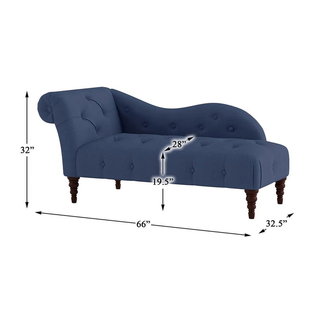 66" Tufted Fabric Chaise Lounge with Wooden Legs L456008