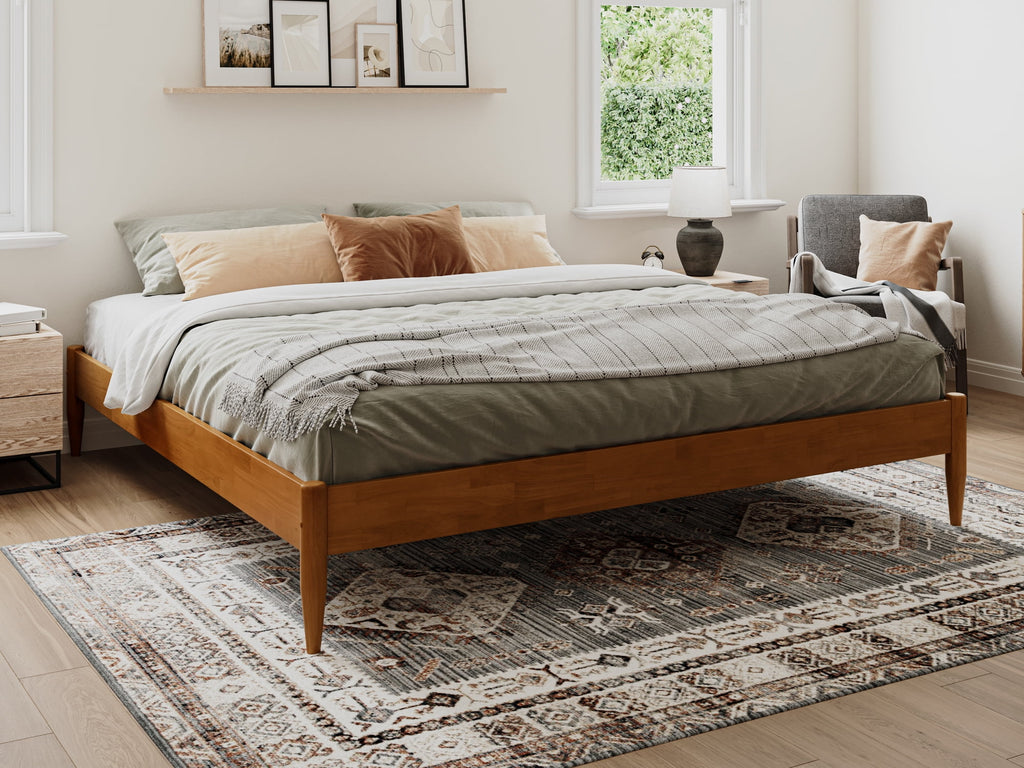 Espresso Solid Wood Platform Bed Twin XL U6837