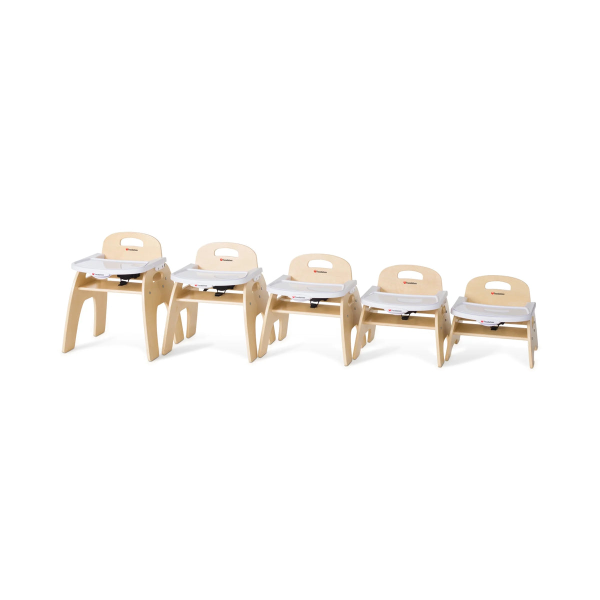 7" Low Wood Feeding Chairs with Dishwasher Safe Tray, 2 Pack Q317250