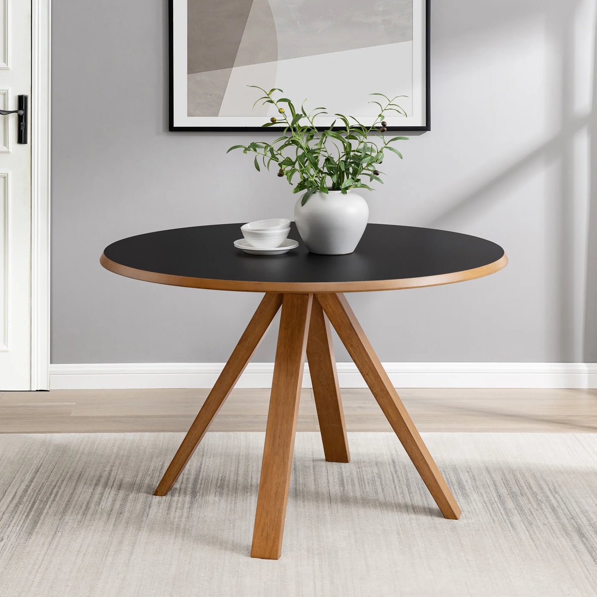 Black/English Oak Round Dining Table R25965