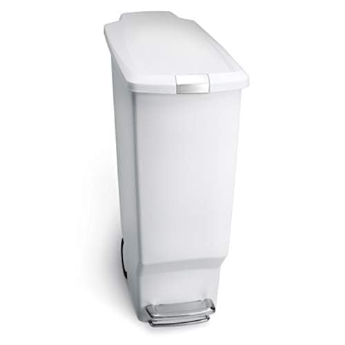 40 Liter Slim Kitchen Step Trash Can with Slide Lock, Grey Plastic N6789