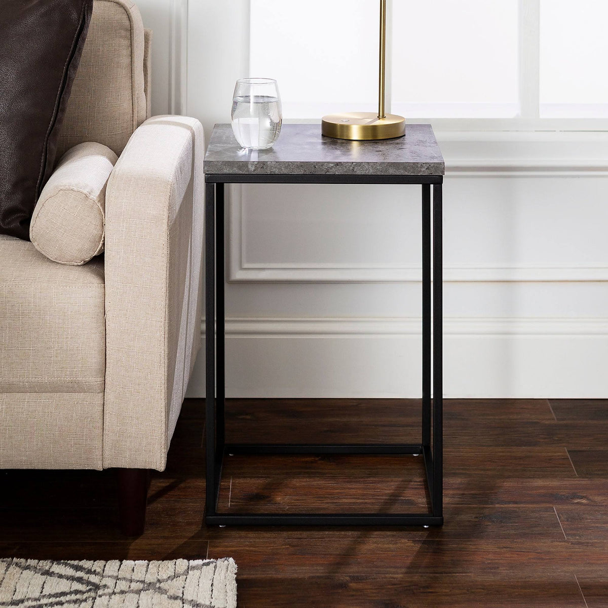 Dark Concrete Square Side Table W96279