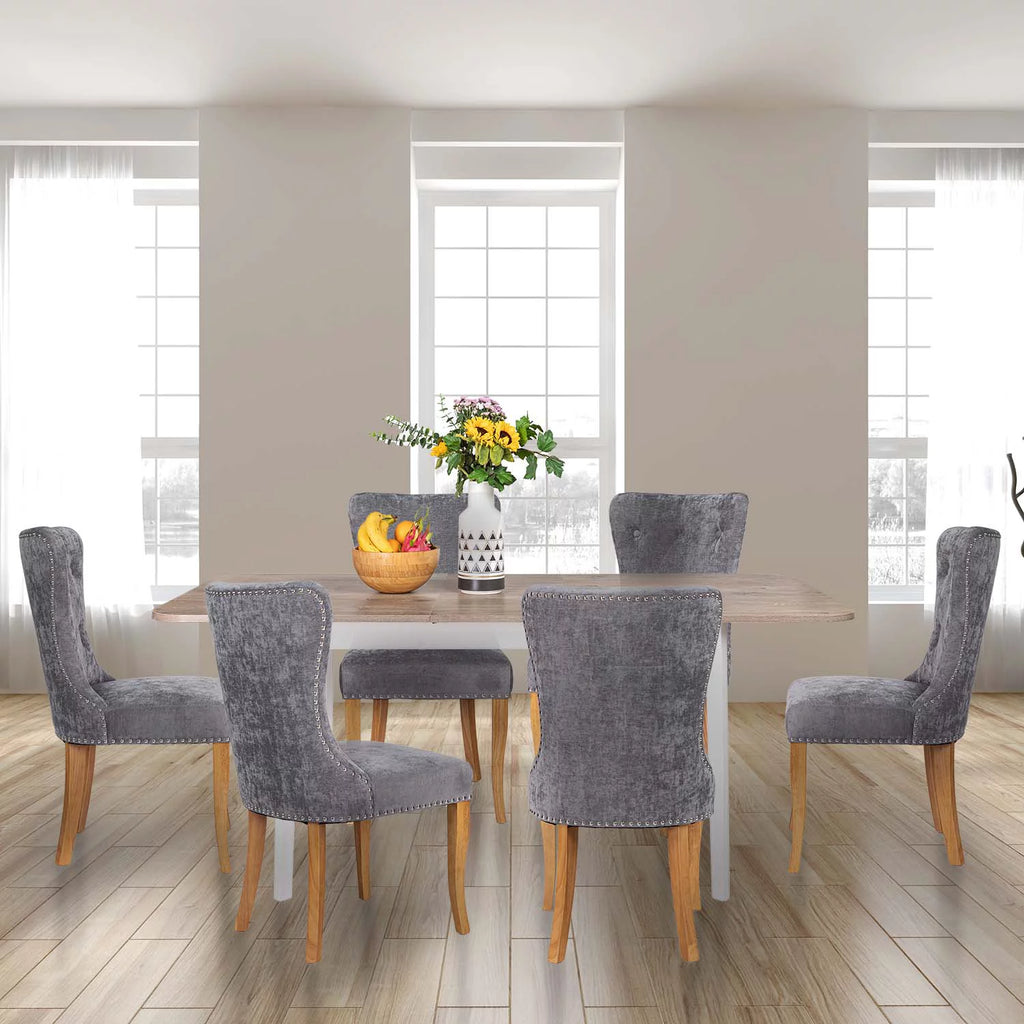 Upholstered Dining Chair Set of 2 with Solid Wood Legs J328056