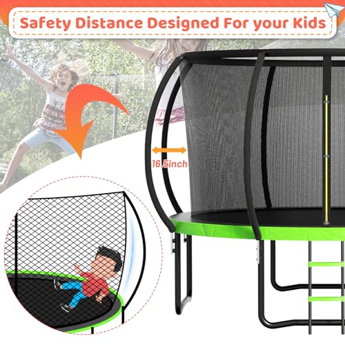 12FT 14FT 16FT Outdoor Trampoline with Ladder & Safety Net F140692
