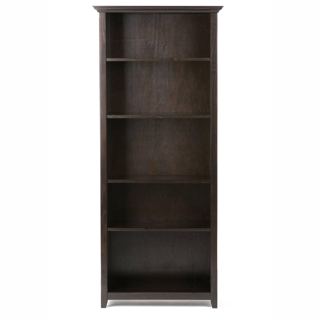Black Solid Wood 5 Shelf Bookcase T266074