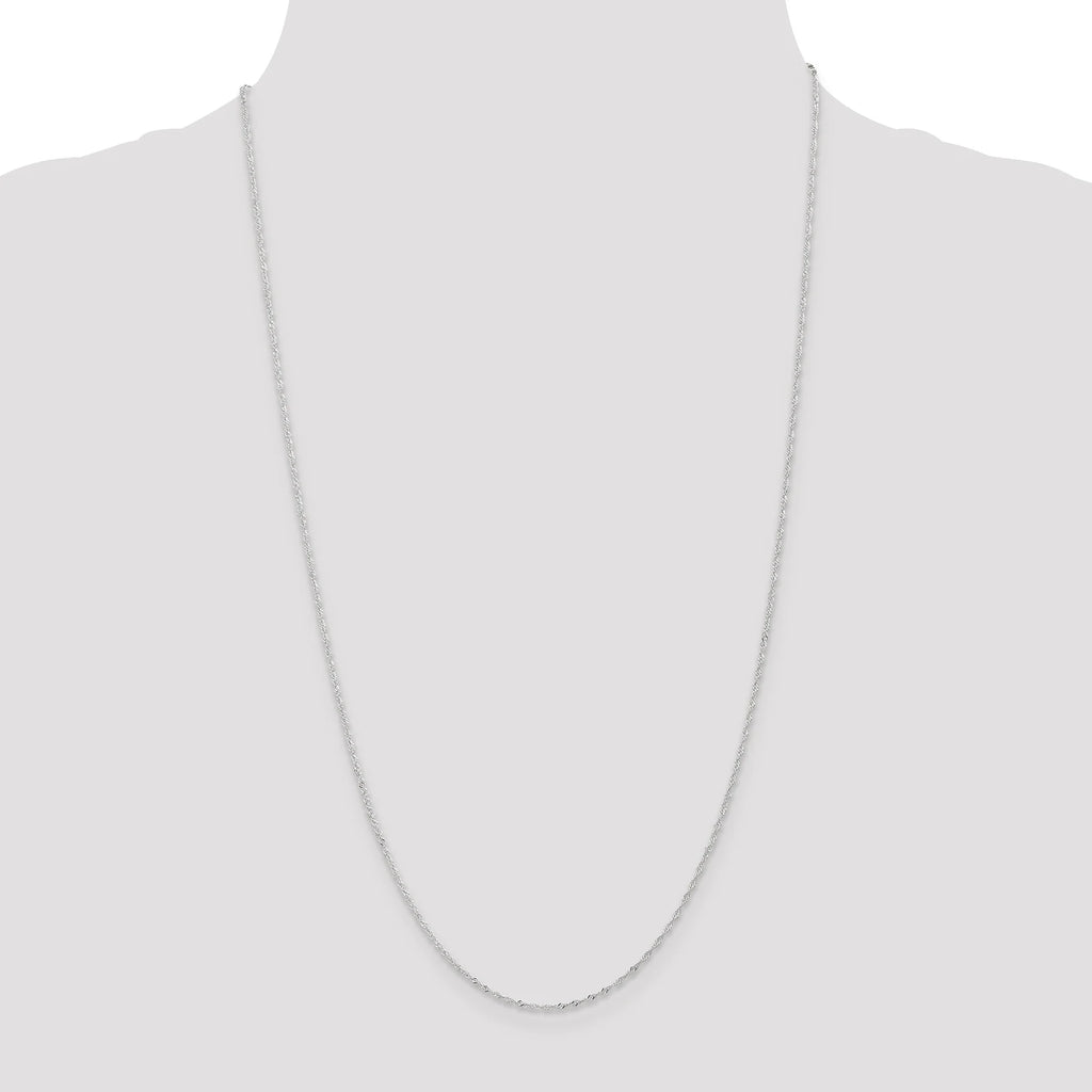 14K White Gold Ultra-thin Chain Necklace 24 Inches A396
