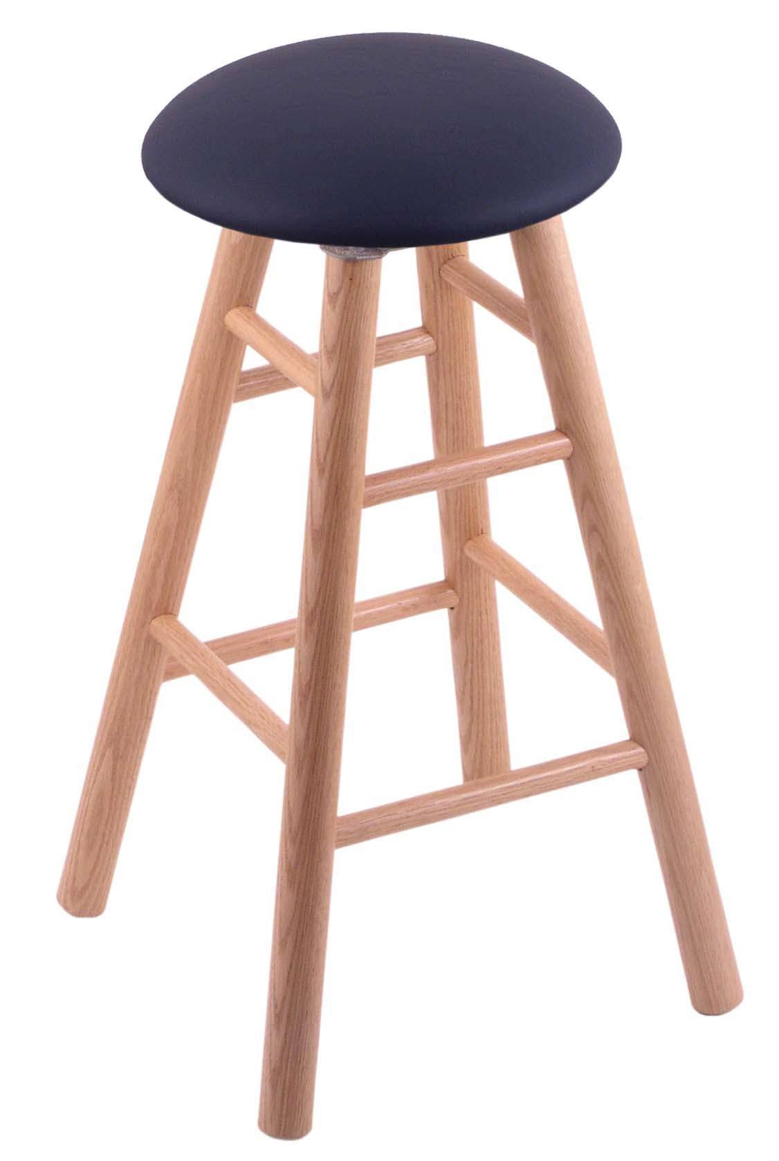 Oak Extra Tall Bar Stool with Dark Blue Seat K32522