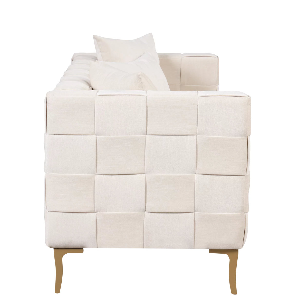Beige Chenille 3-Seat Sofa with 4 Pillows S68977