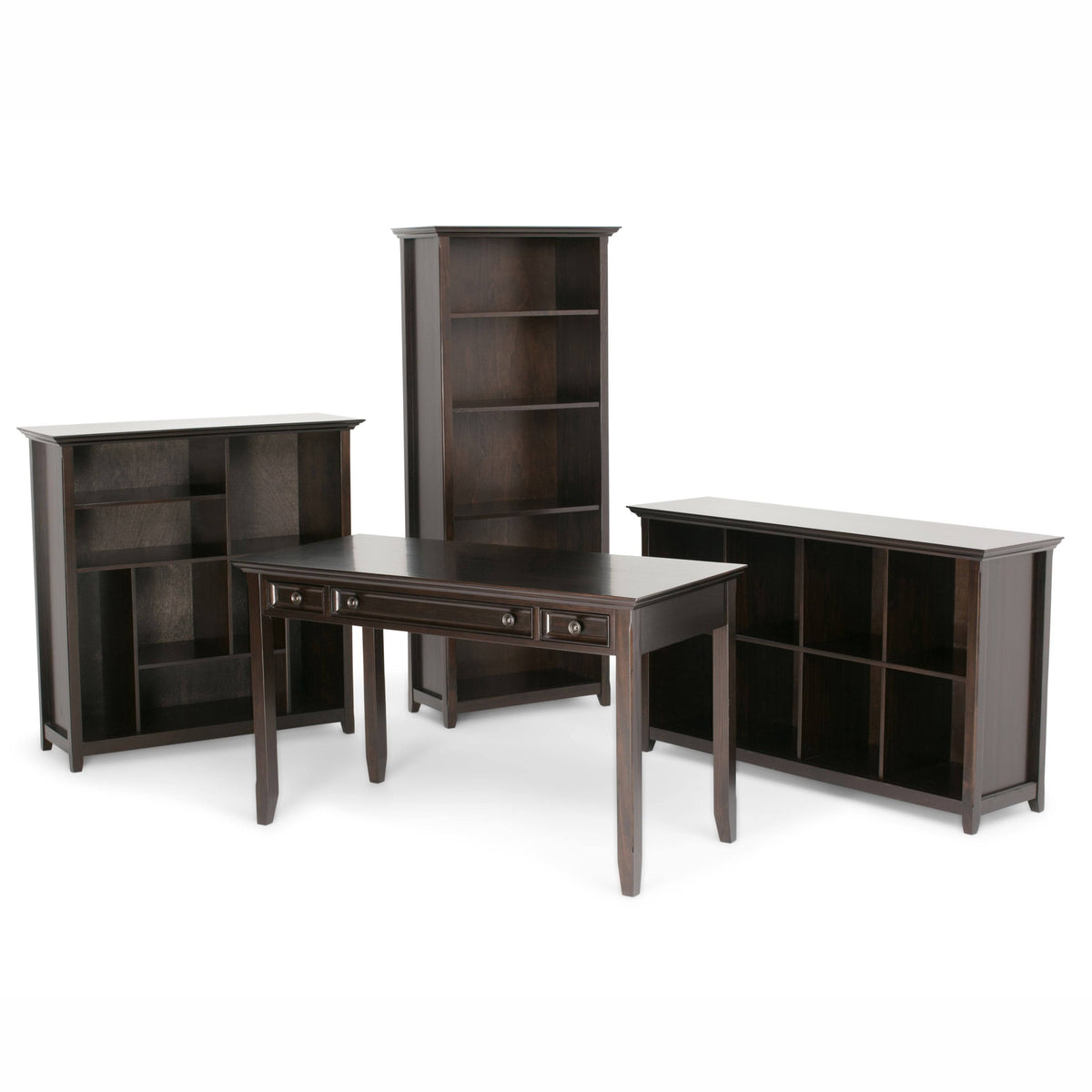 Black Solid Wood 5 Shelf Bookcase T266074