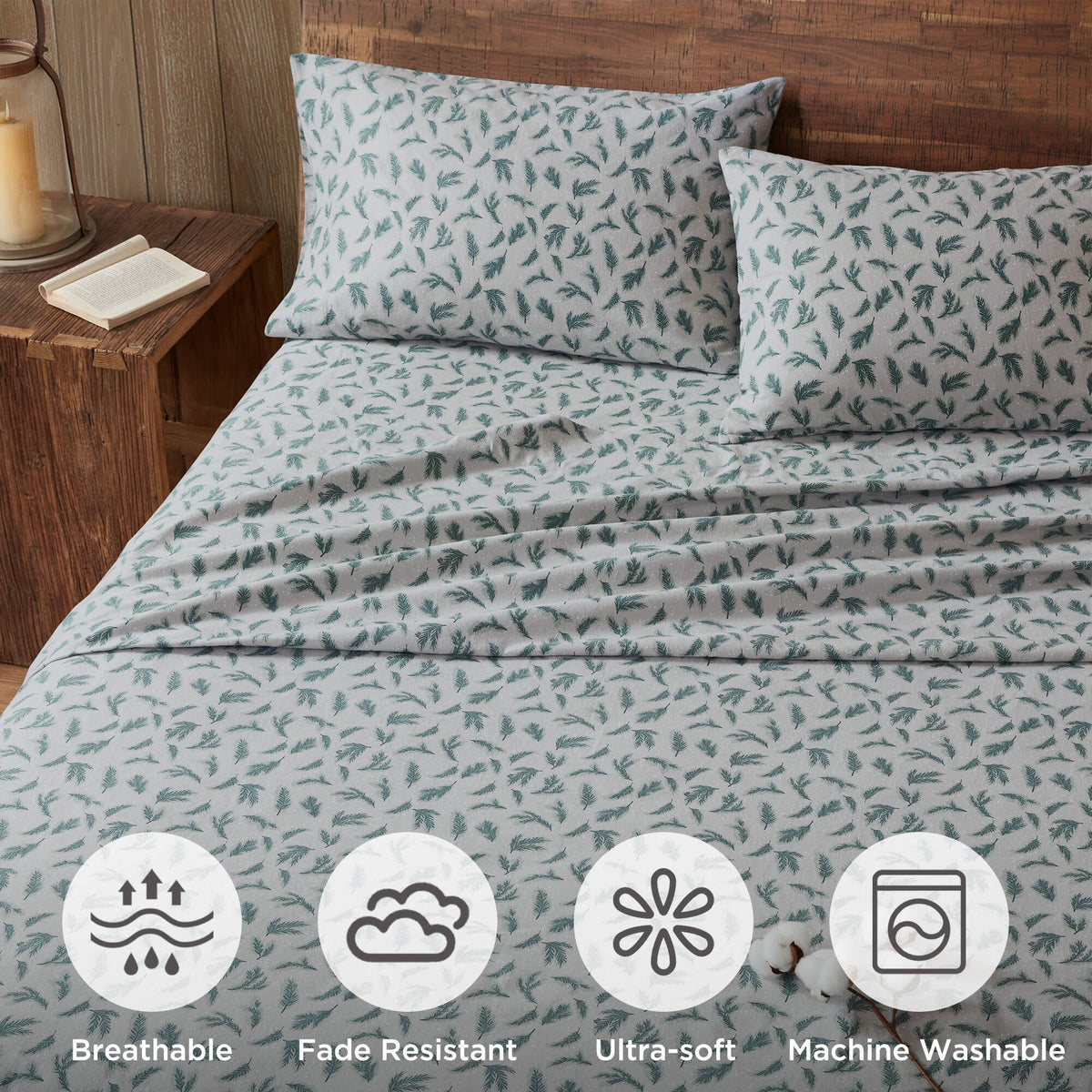 King 100% Cotton Flannel Printed Sheet Set X7681