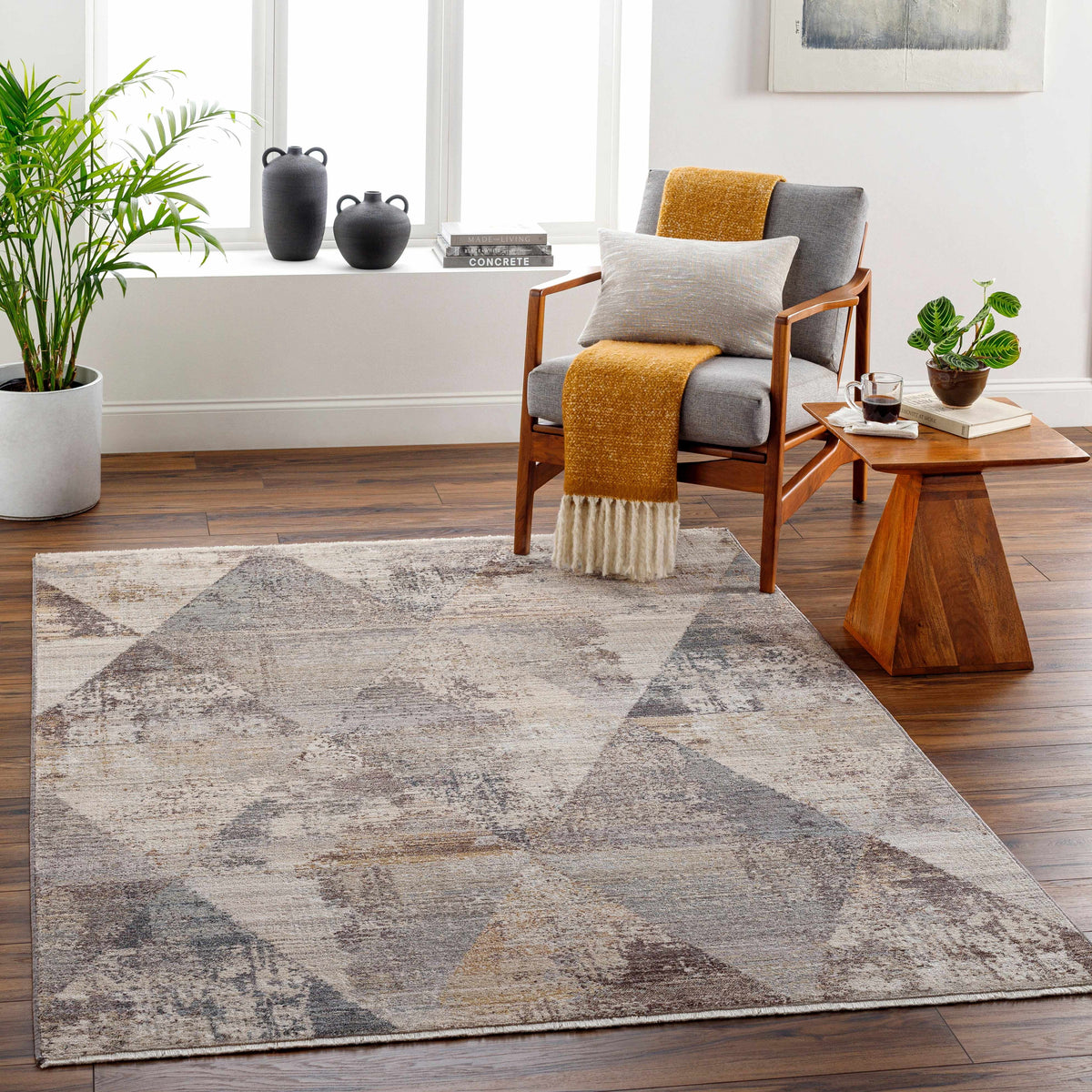 Multi Gray Brown Area Rug K485