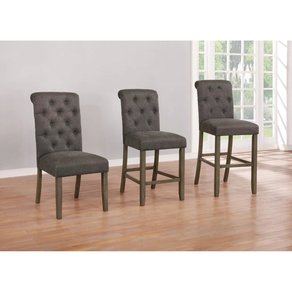 Rustic Brown and Grey Tufted Back Side Chairs Set of 2 T48335