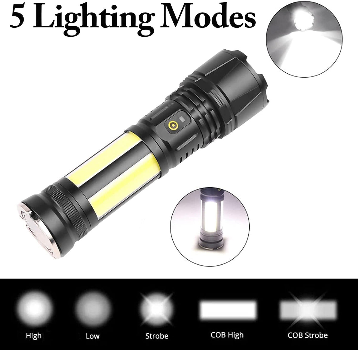 Rechargeable LED Flashlight 90000 Lumen Waterproof Magnetic 5 Modes Zoomable W80163