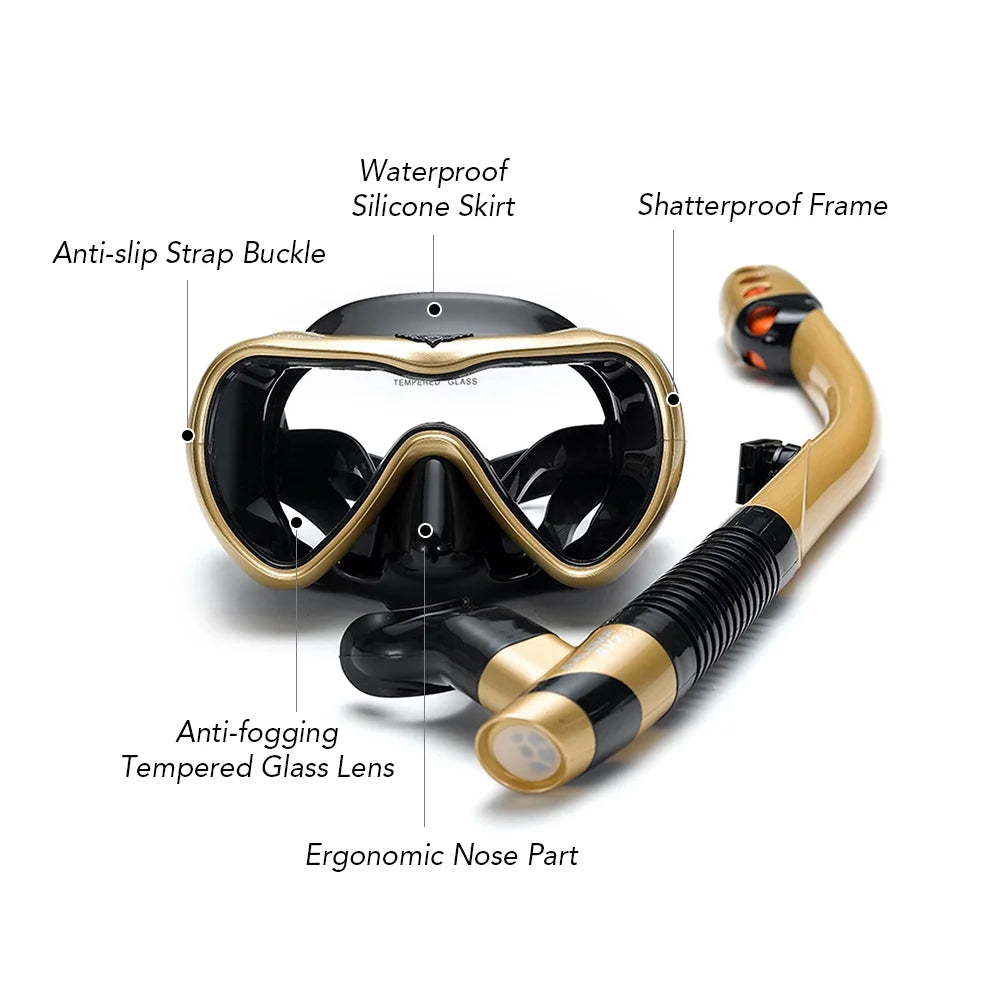 Snorkel Set with Swimming Goggles and Dry Snorkel Tube J17566