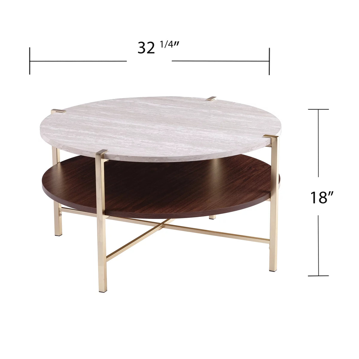 2-Tier Round Faux Marble-Top Cocktail Table O92334