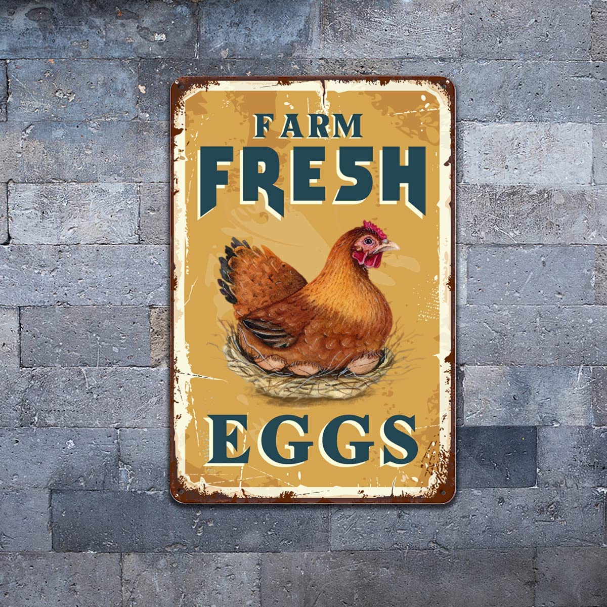 Vintage Chicken Hen Rooster Tin Signs 8x12Inch U174