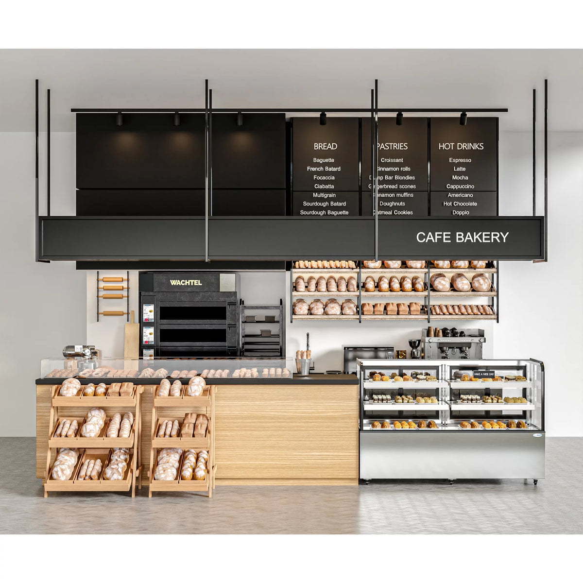 71 in. Dry Bakery Display Case with Curved Glass U596349