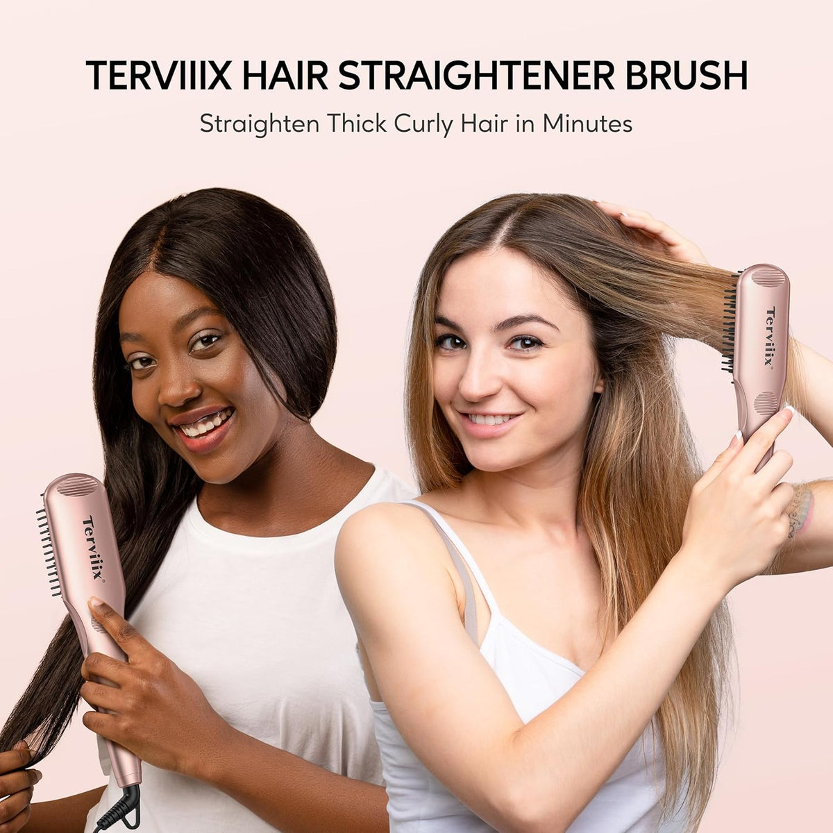 1.75 Inch Anti-Scald Ceramic Hair Straightener Brush with Dual-Voltage K5748