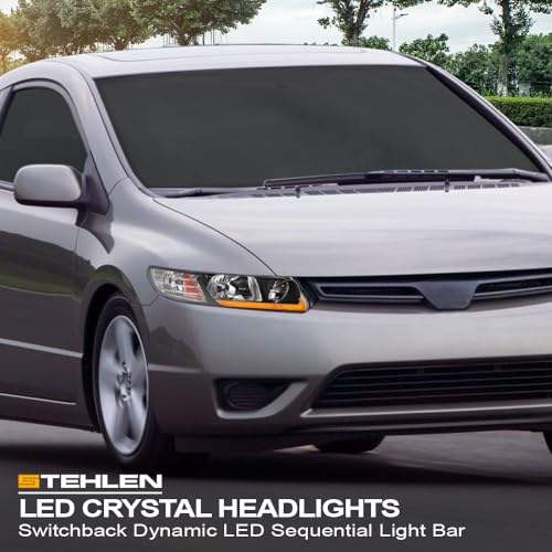 Compatible With 2006-2011 Honda Civic 4 Door Sedan Black LED Headlights P20470