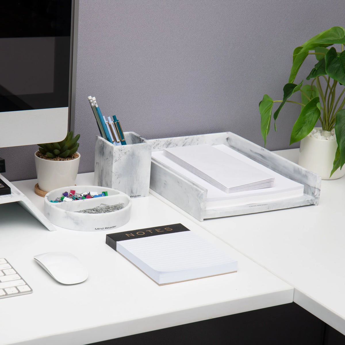 3 Pc White Resin Office Set C34978