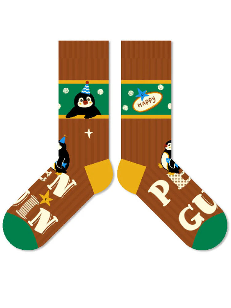 Cute Cartoon Penguin Polka Dot Socks V3157