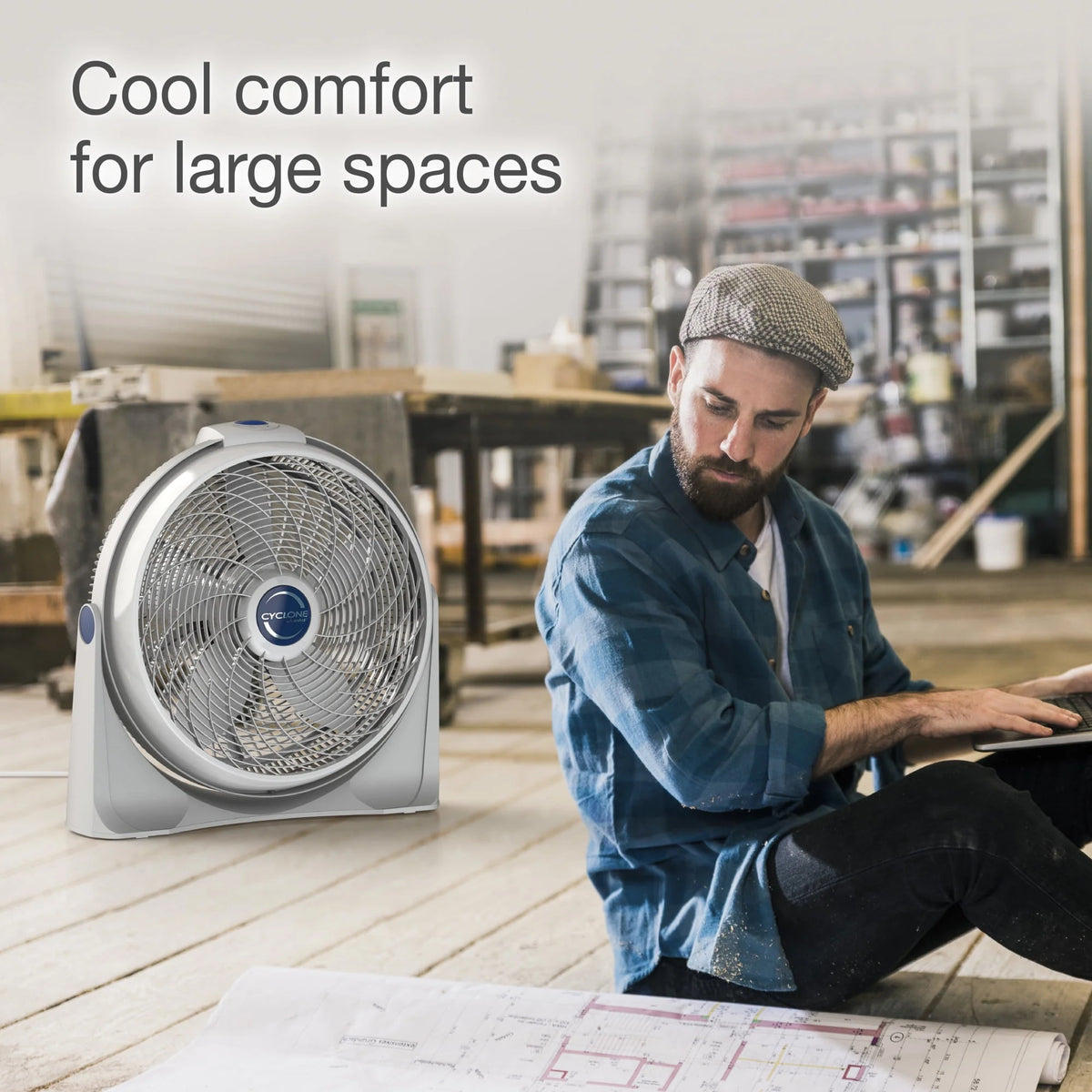 20 Inch Portable Pivoting Fan, White L857