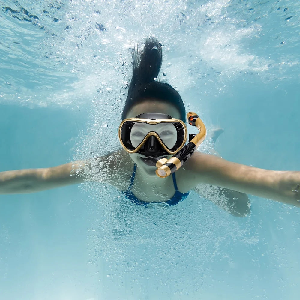 Snorkel Set with Swimming Goggles and Dry Snorkel Tube J17566