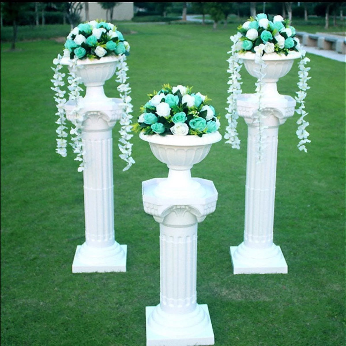 4 Pack 23" Tall White Pedestal Column Plant Stand Pot L361