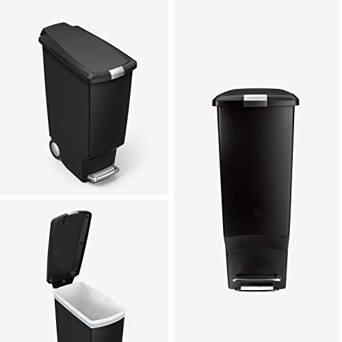 40 Liter Slim Kitchen Step Trash Can with Slide Lock, Grey Plastic N6789