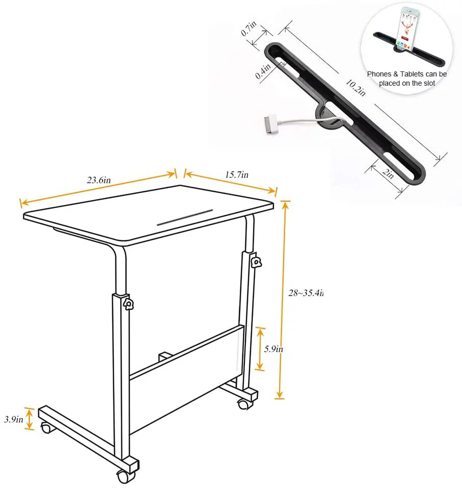 C-Shaped Side End Table with Wheels Y730473