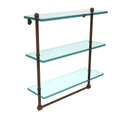 Triple Tiered Glass Shelf with Towel Bar Antique Bronze I5023