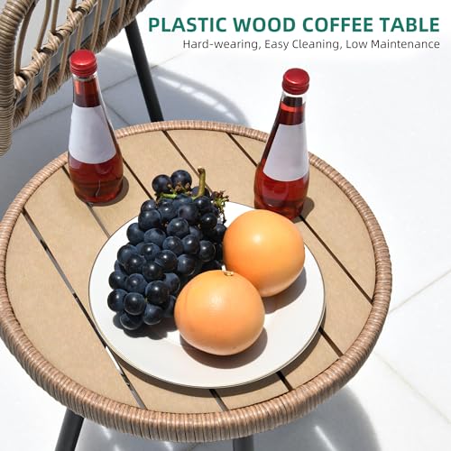 5-Piece Outdoor Wicker Patio Bistro Set with Footrest and Coffee Table Black F9979