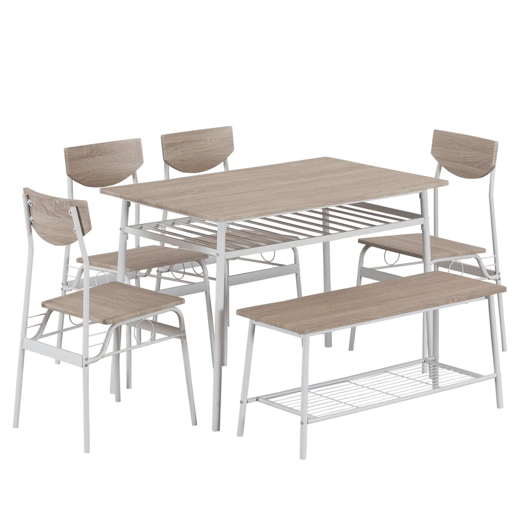 6-Piece Dining Room Set with 4 Chairs and 1 Bench S6169