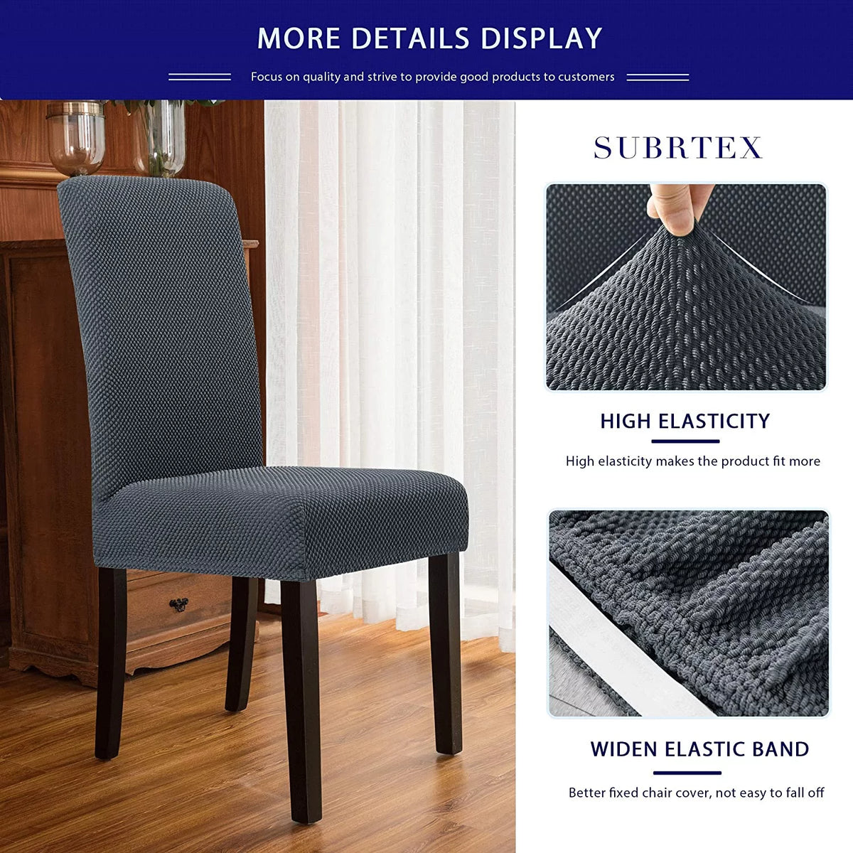 Textured Dining Chair Slipcover Set of 4 Gray S6827