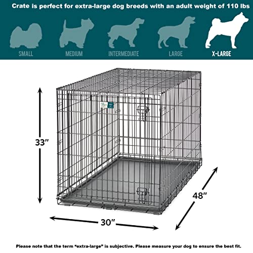 XL Folding Metal Dog Crate with Divider Panel, 48L x 30W x 33H Inches S3592