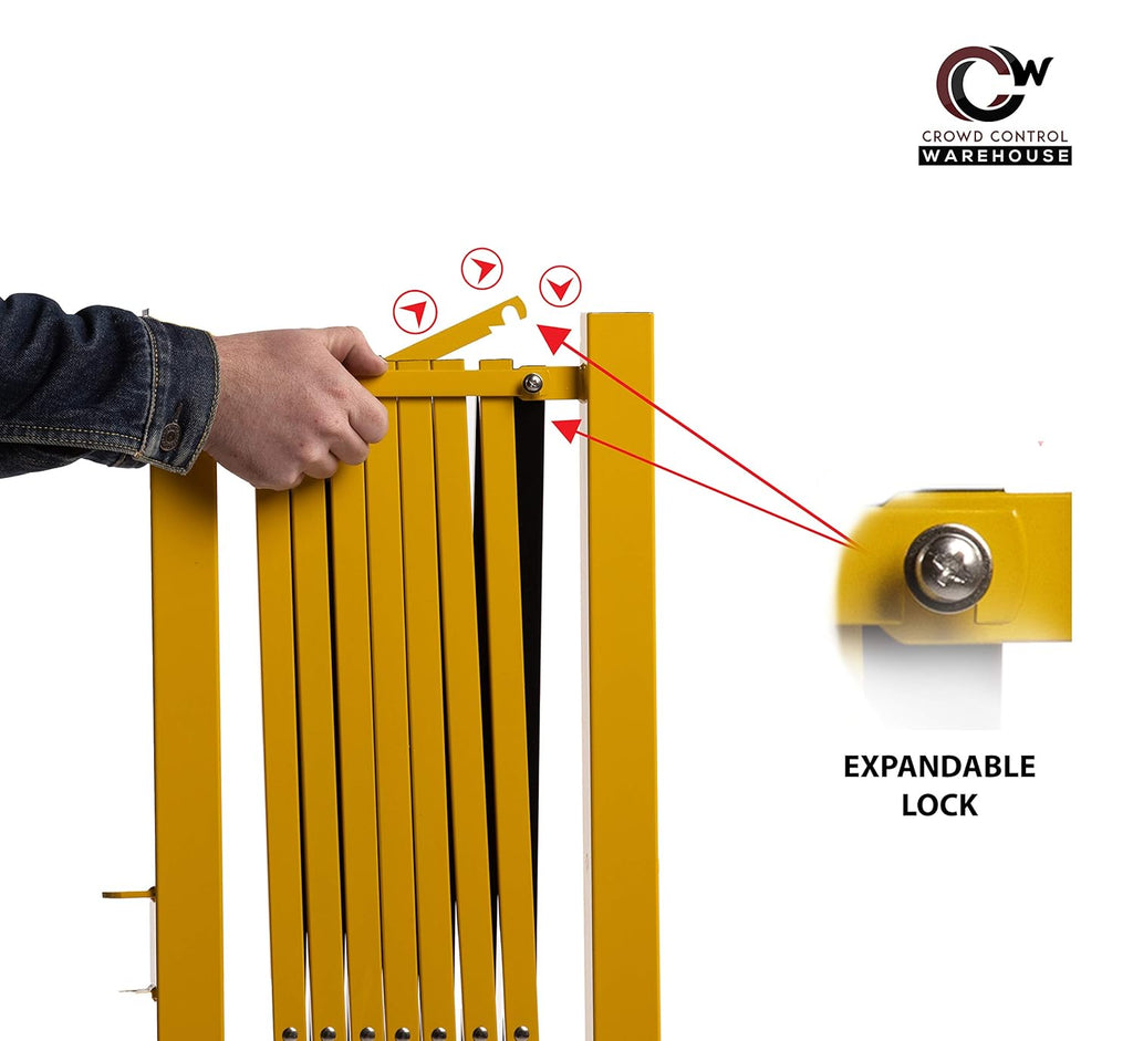 Expandable Metal Barricade, 11 Feet, Yellow and Black X903