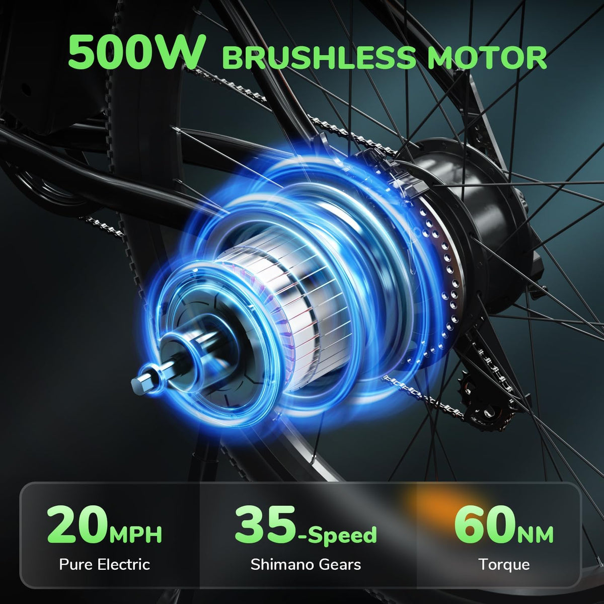 26" Electric Mountain Bike with 500W Brushless Motor and Removable Battery A8332