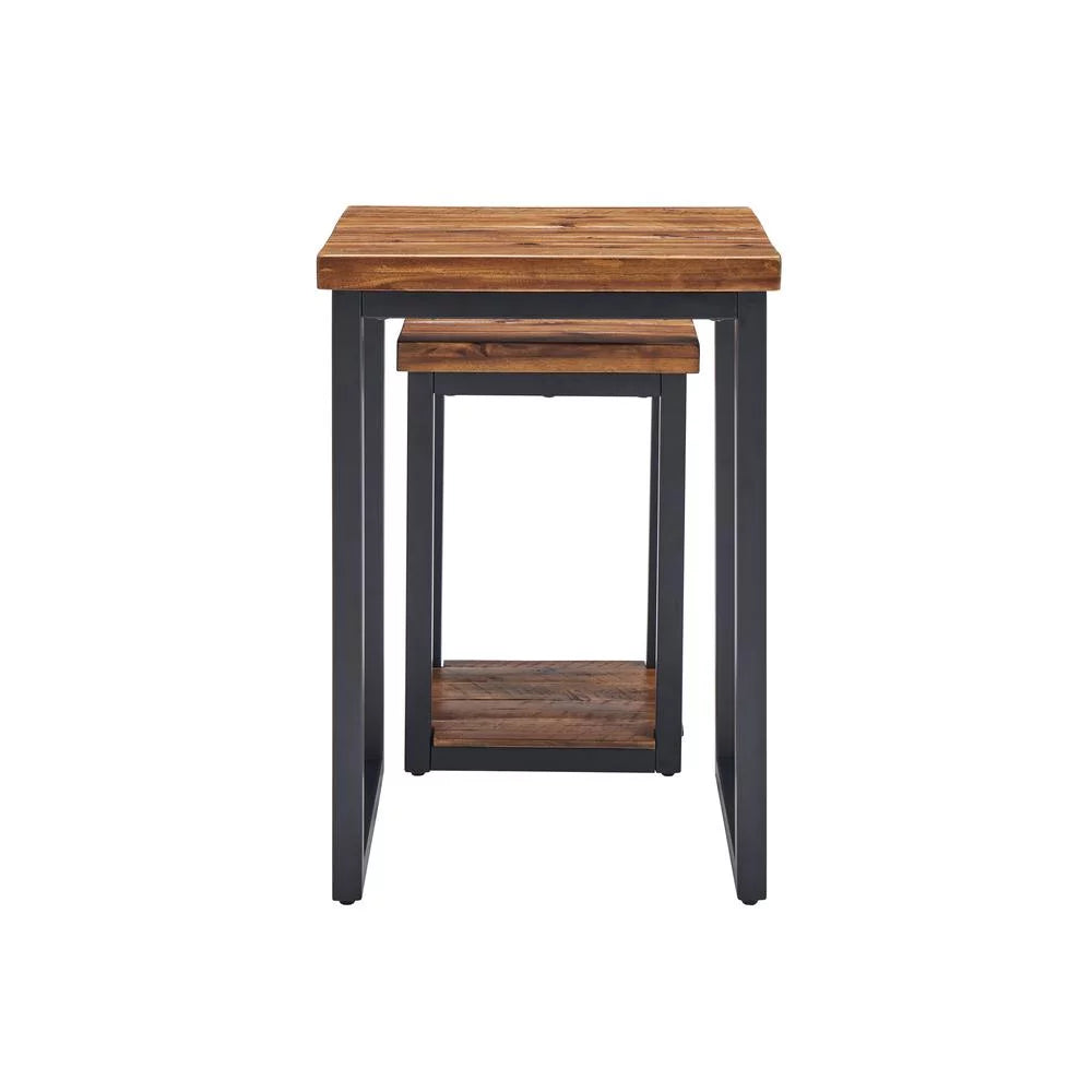 Rustic Wood Nesting End Tables Set of Two W985