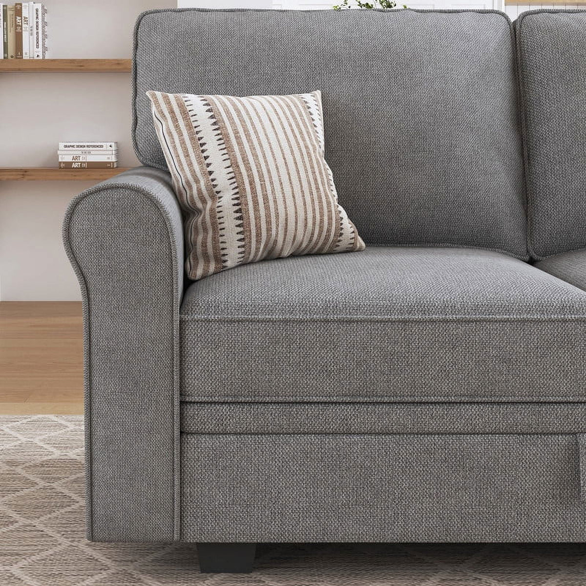 Dark Grey Convertible Sleeper Sectional Sofa with Storage and Chaise G38161