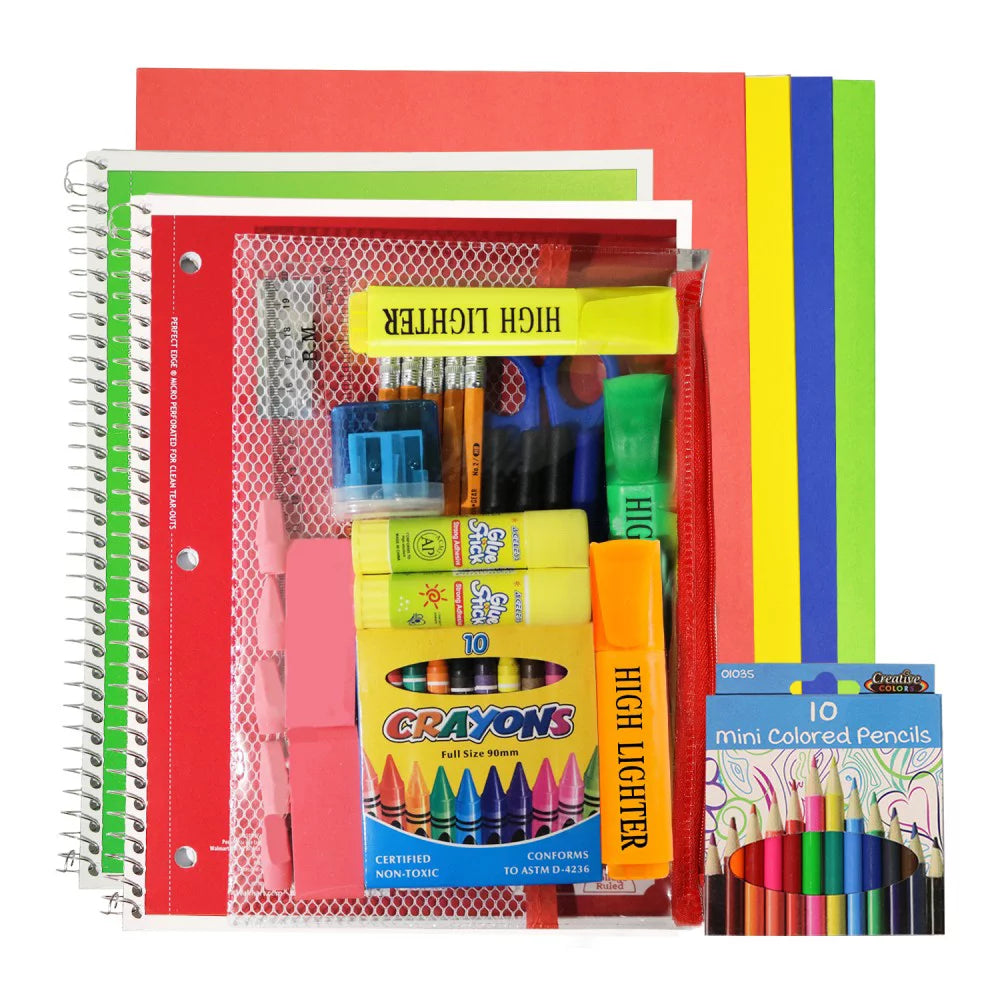 15 Inch 24 Pack Backpacks with 52 Piece School Supply Kits J8243