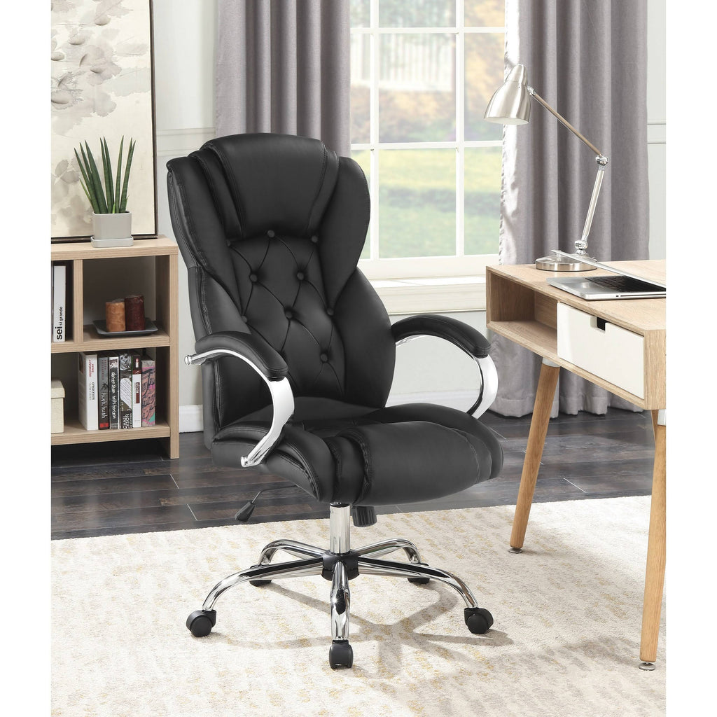 Black Upholstered Office Chair with Casters J839