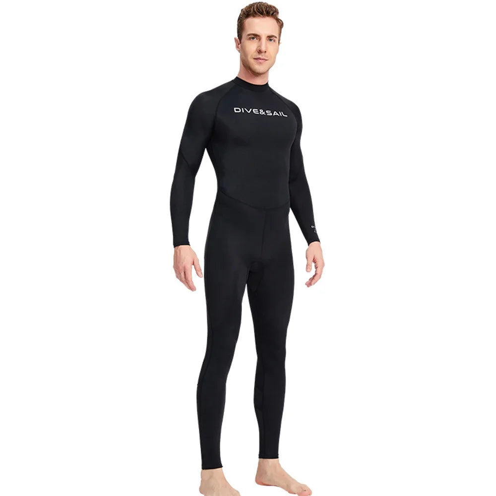 Men One Piece Swimsuit with Back Zipper Quick Dry Long Sleeve Surf Suit L21818