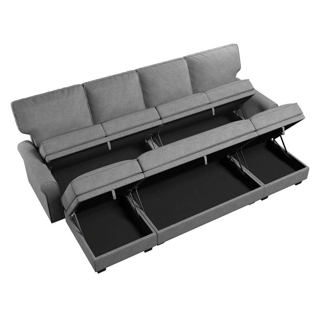 Dark Grey Convertible Sleeper Sectional Sofa with Storage and Chaise G38161