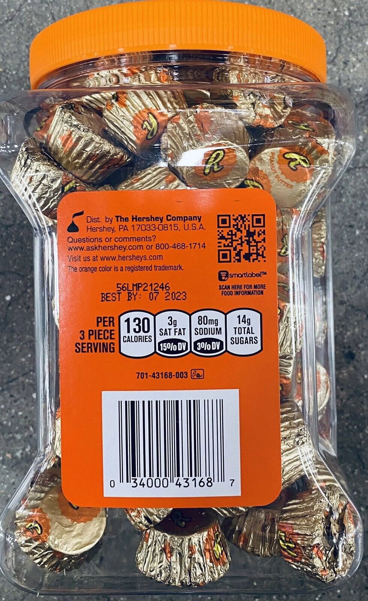2 Packs Reese's Miniatures Milk Chocolate Peanut Butter Cups 38 Oz Each Tub S5024