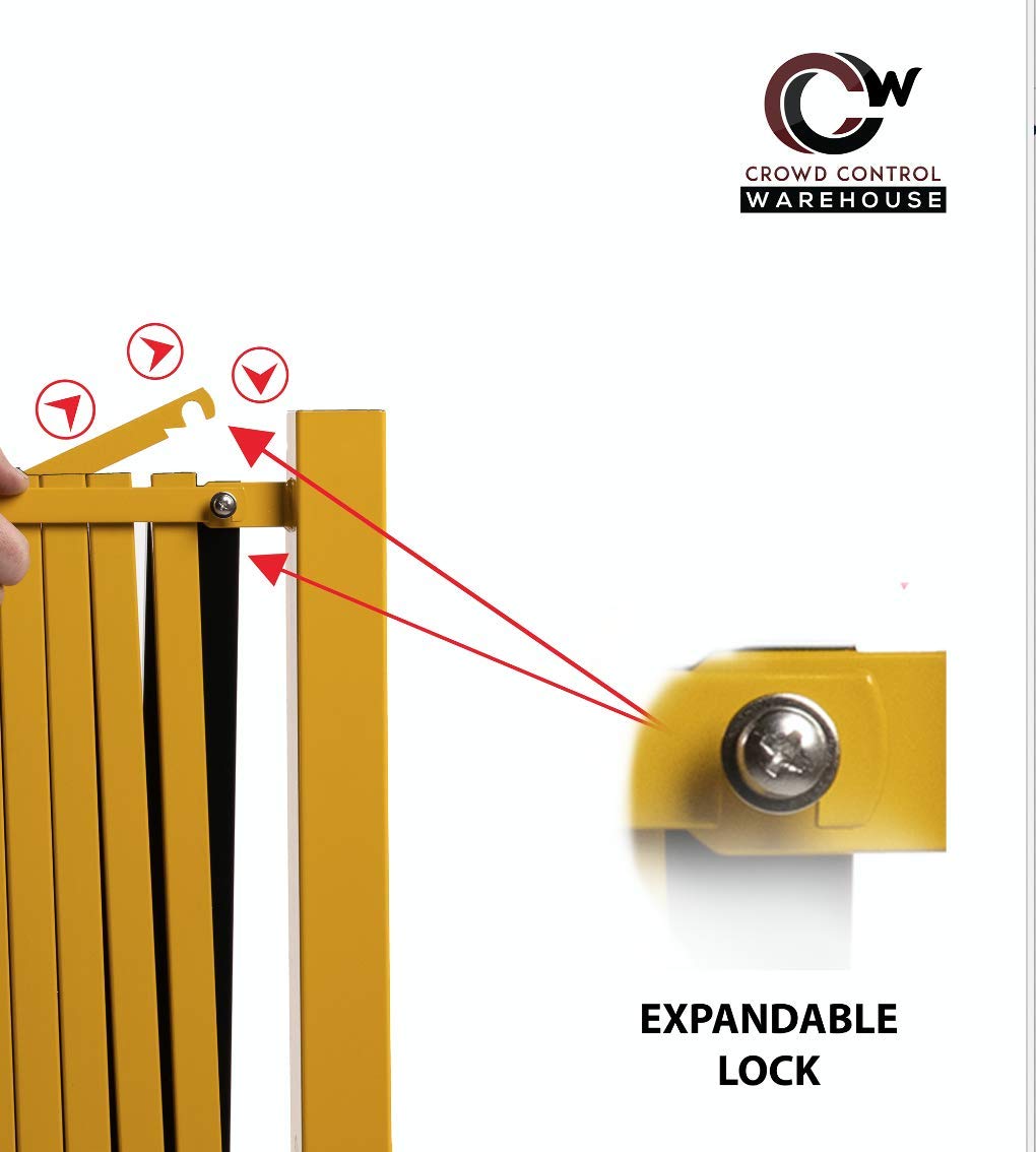 Expandable Metal Barricade, 11 Feet, Yellow and Black X903