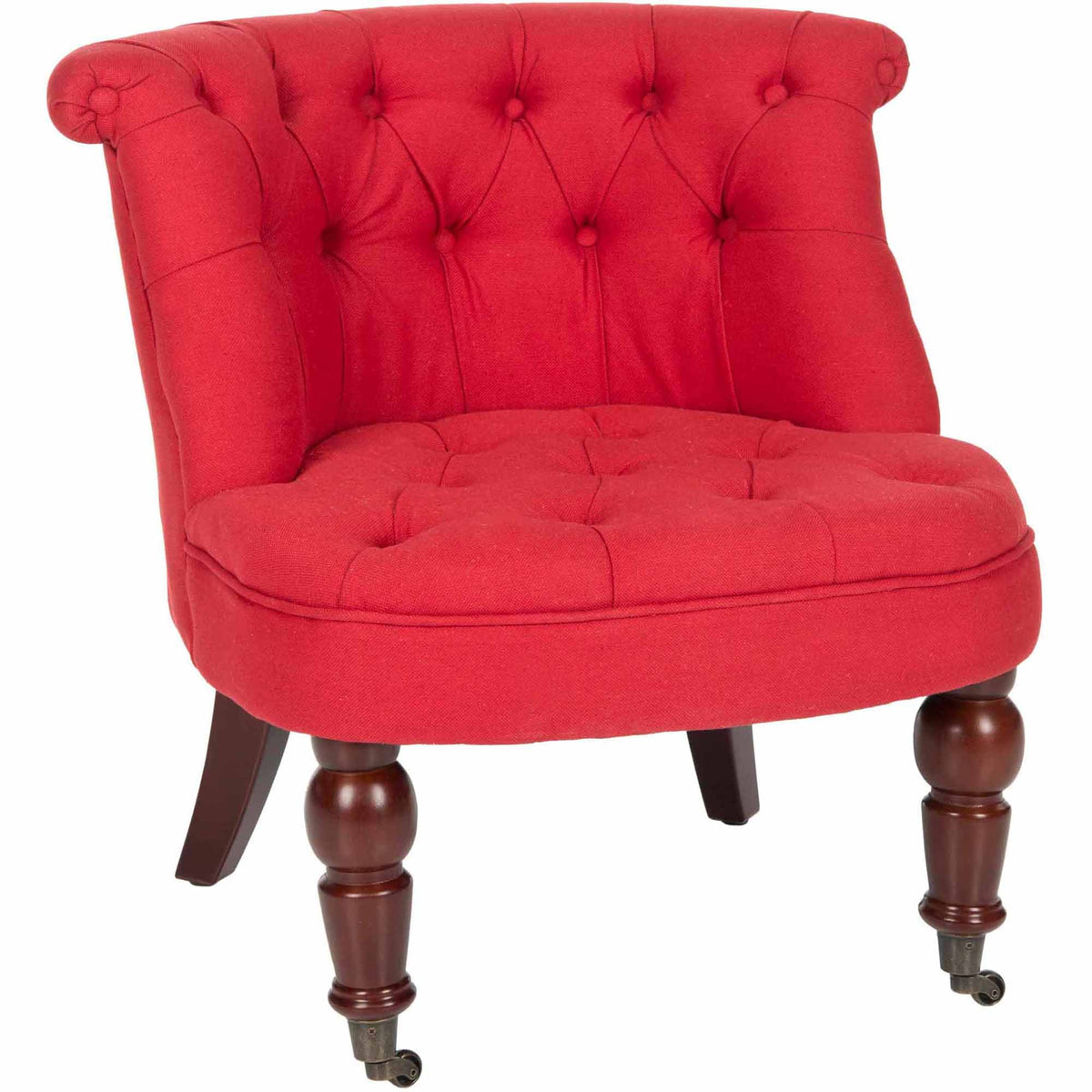 Cranberry Tufted Chair with Casters L54413
